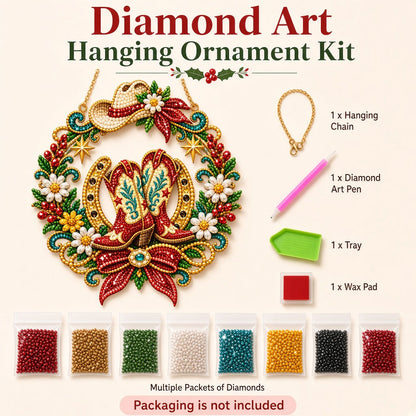 Western Cowgirl Boots Diamond Art Hanging Ornament Kit