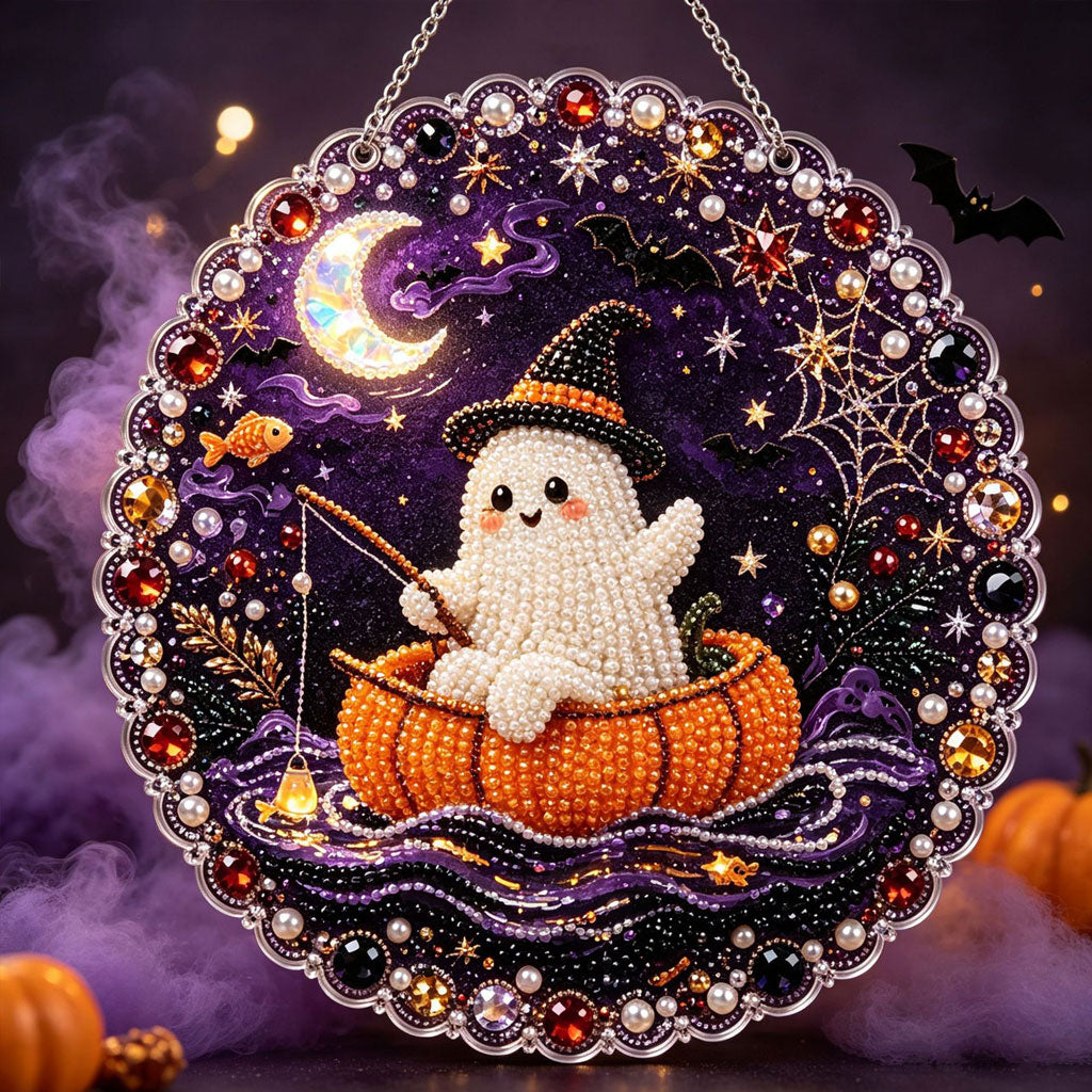 🔥Limited time 70% OFF - 🎃✨ Halloween Pearl Diamond Art Hanging Ornament Kit – Sparkling DIY Window Hanging Decor