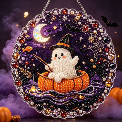 🔥Limited time 70% OFF - 🎃✨ Halloween Pearl Diamond Art Hanging Ornament Kit – Sparkling DIY Window Hanging Decor