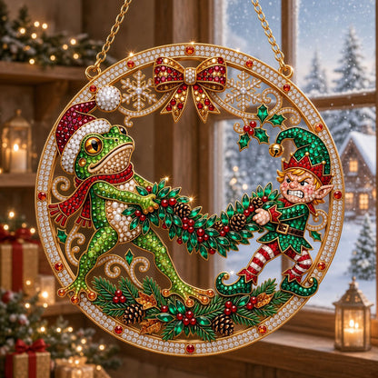 Christmas Frog & Elf Diamond Art Hanging Ornament Kit