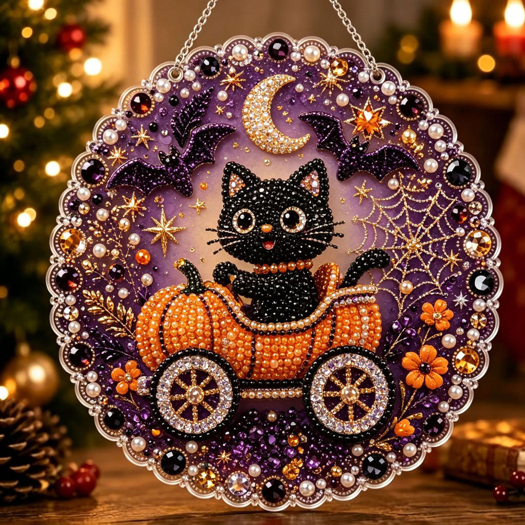 🔥Limited time 70% OFF - 🎃✨ Halloween Pearl Diamond Art Hanging Ornament Kit – Sparkling DIY Window Hanging Decor