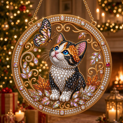 Autumn Calico Cat Diamond Art Hanging Ornament Kit