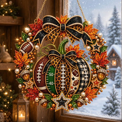Football Pumpkin Wreath Diamond Art Hanging Ornament Kit