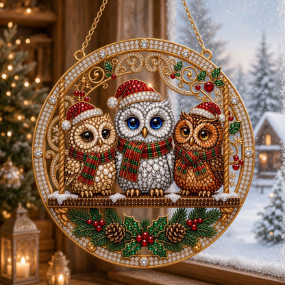 Christmas Owl Trio Diamond Art Hanging Ornament Kit