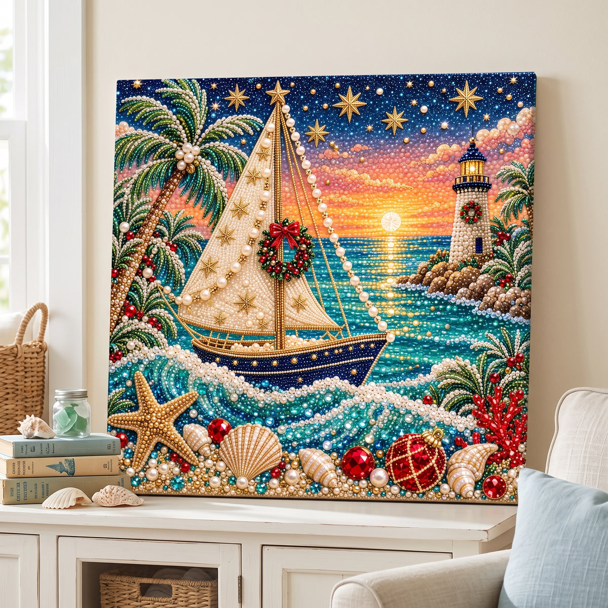 Coastal Christmas Pearl Diamond Painting Kit