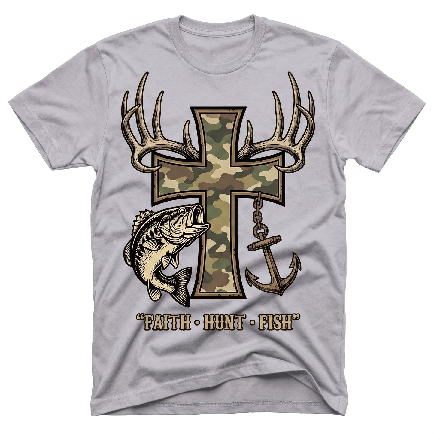 Faith Hunt Fish Cross WN0707001CL Unisex T-shirt