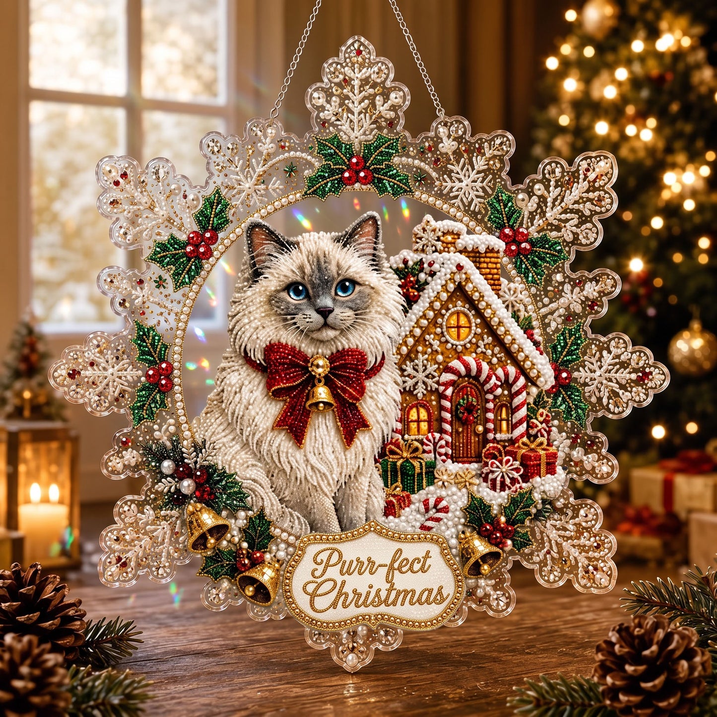 🔥Limited time 70% OFF - ✨Cat Christmas Pearl Diamond Art Hanging Ornament Kit