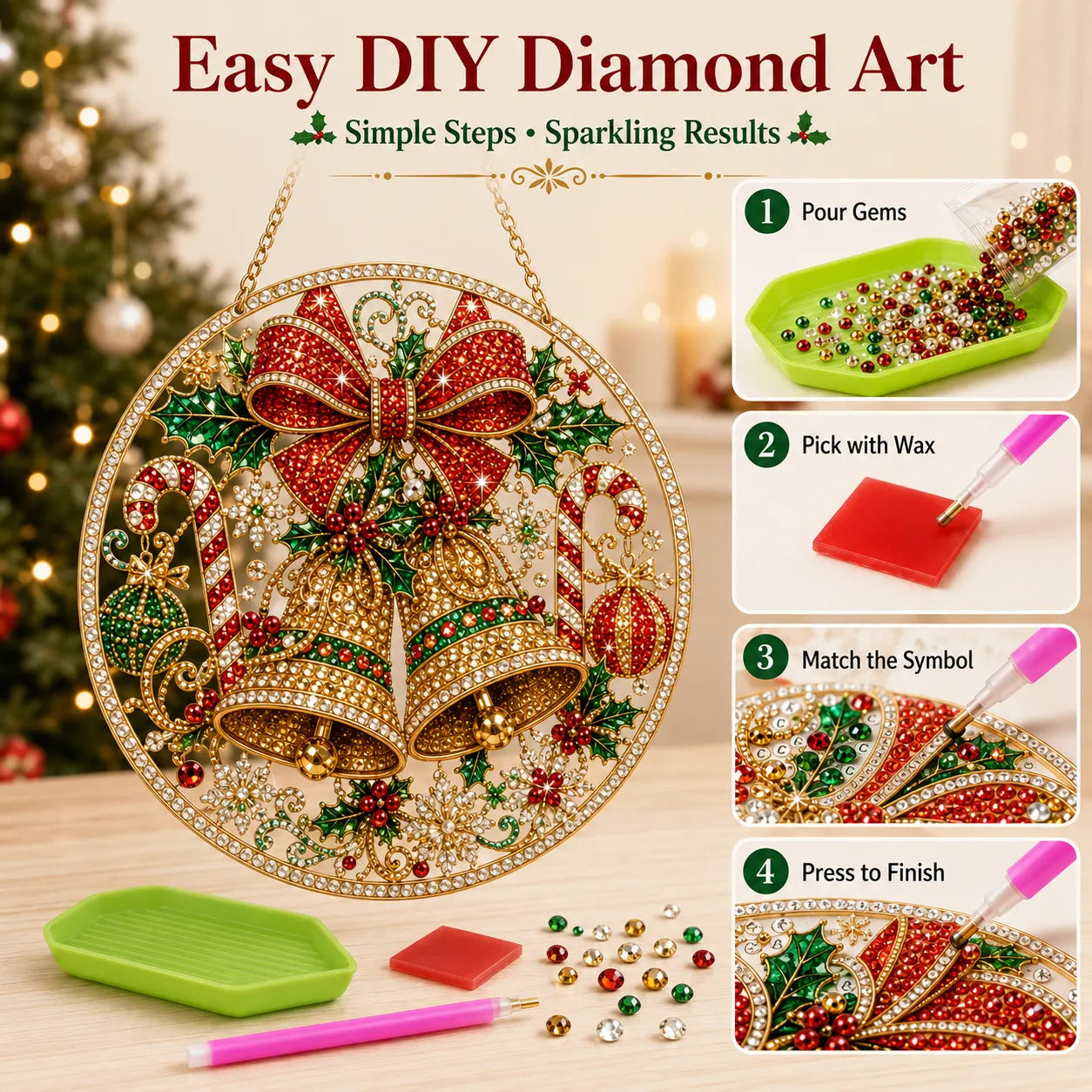 🔥Limited time 70% OFF - 🎅✨Christmas Suncatcher Diamond Art Hanging Ornament Kit – Sparkling DIY Window Ornament