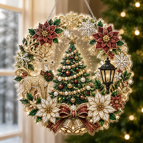Christmas Tree Wreath Diamond Art Hanging Ornament Kit