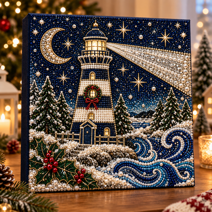 Christmas Lighthouse Pearl Diamond Painting Kit