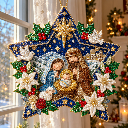 Nativity Star Christmas Wreath Diamond Art Hanging Ornament Kit