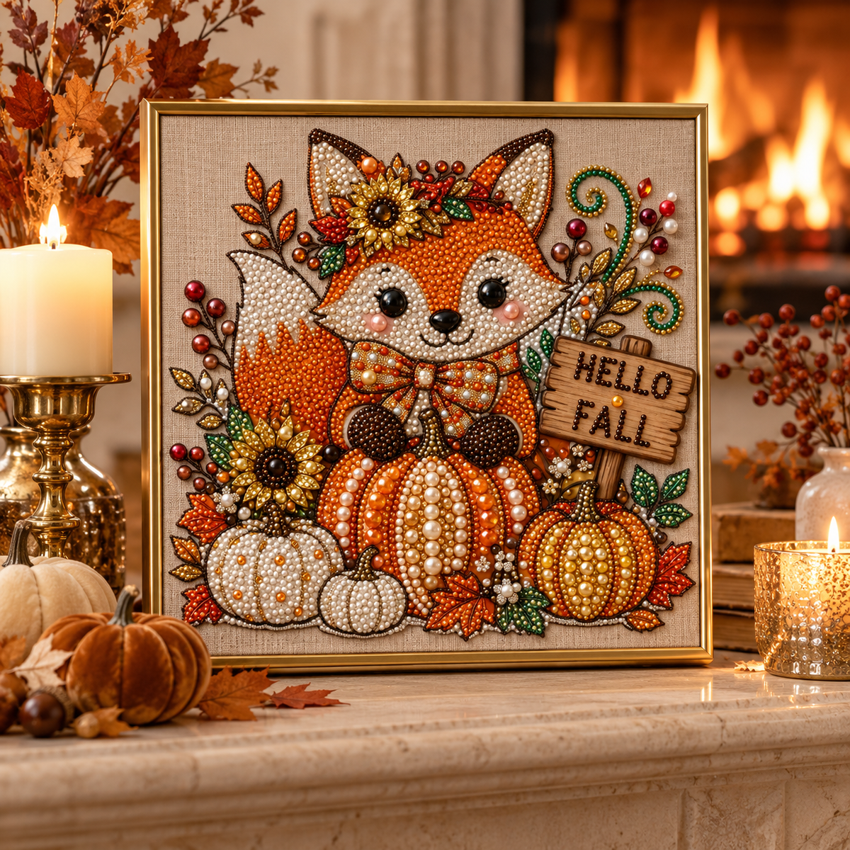 Fox Hello Autumn Pearl Diamond Painting Kit