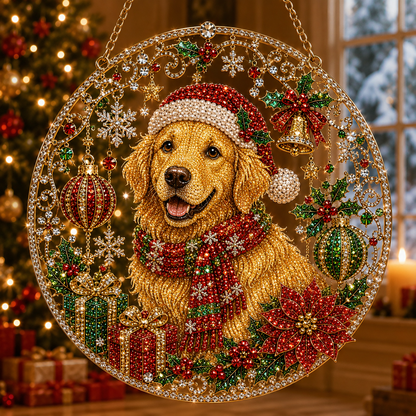 Dog Christmas Suncatcher Diamond Art Hanging Ornament Kit