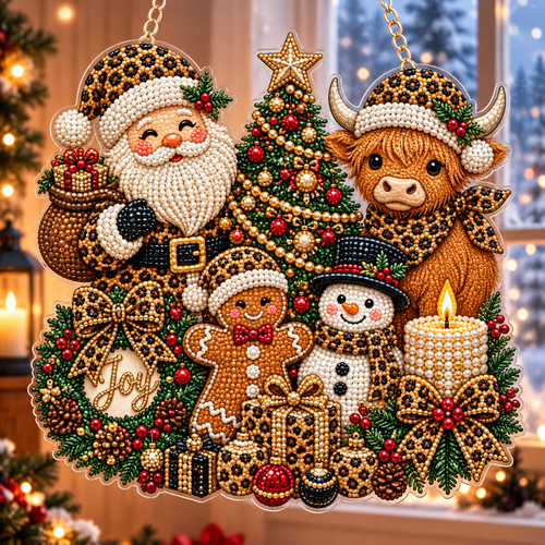 🔥Limited time 70% OFF🔥 Slay Leopard Christmas Suncatcher Diamond Art Hanging Ornament Kit