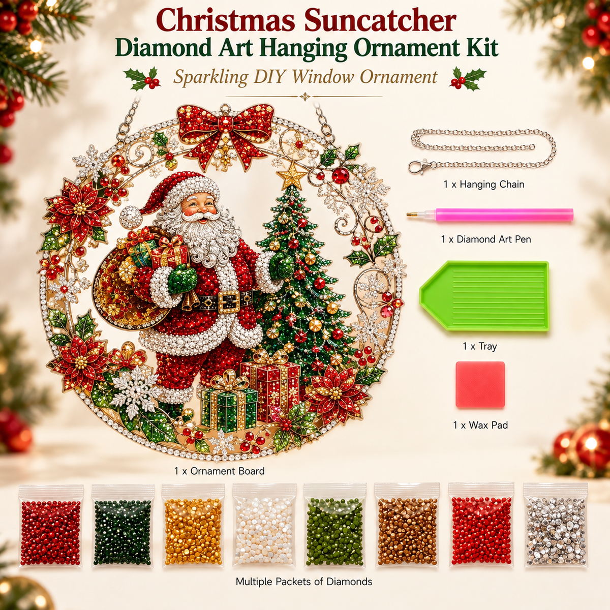 🔥Limited time 70% OFF - 🎅✨Christmas Suncatcher Diamond Art Hanging Ornament Kit