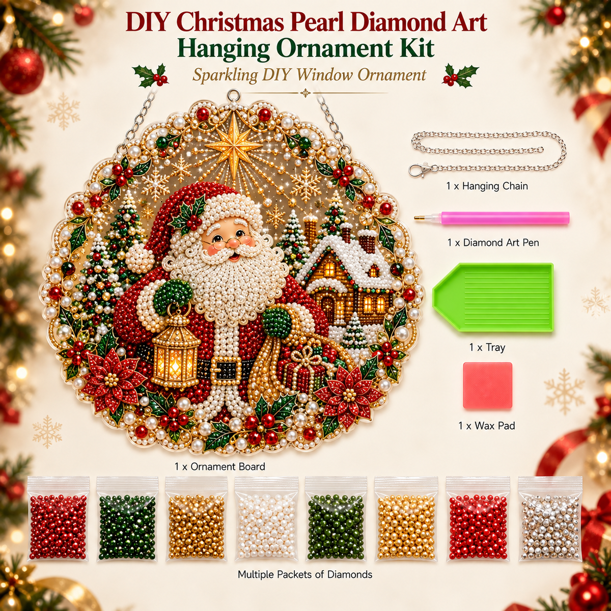 🔥Limited time 70% OFF - 🎅✨DIY Christmas Pearl Diamond Art Hanging Ornament Kit