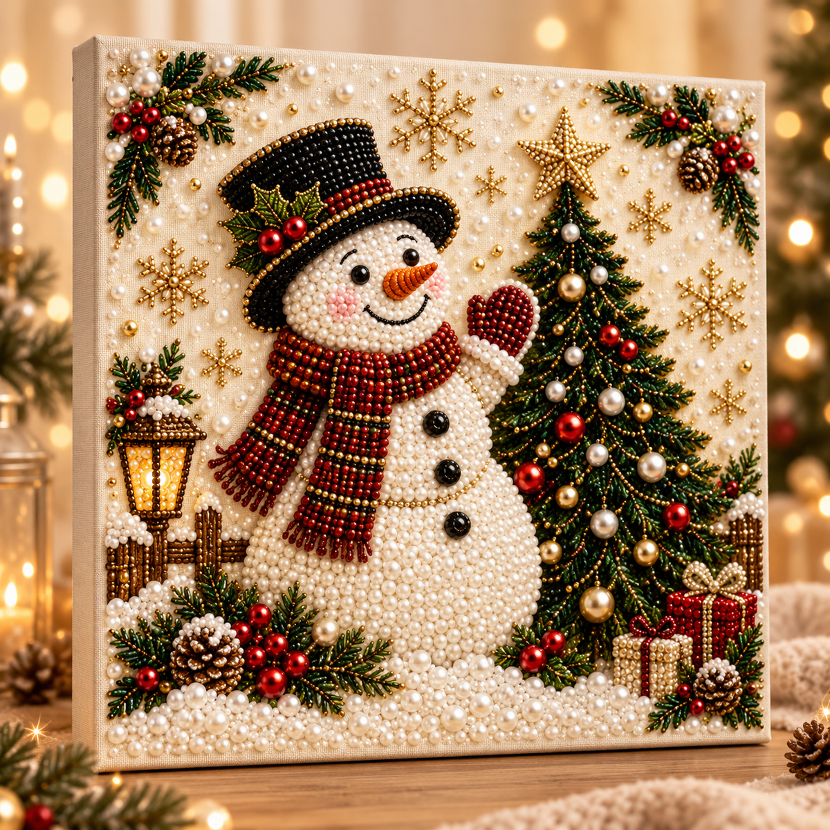 Snowman Sparkling Pearl Diamond Painting Kit