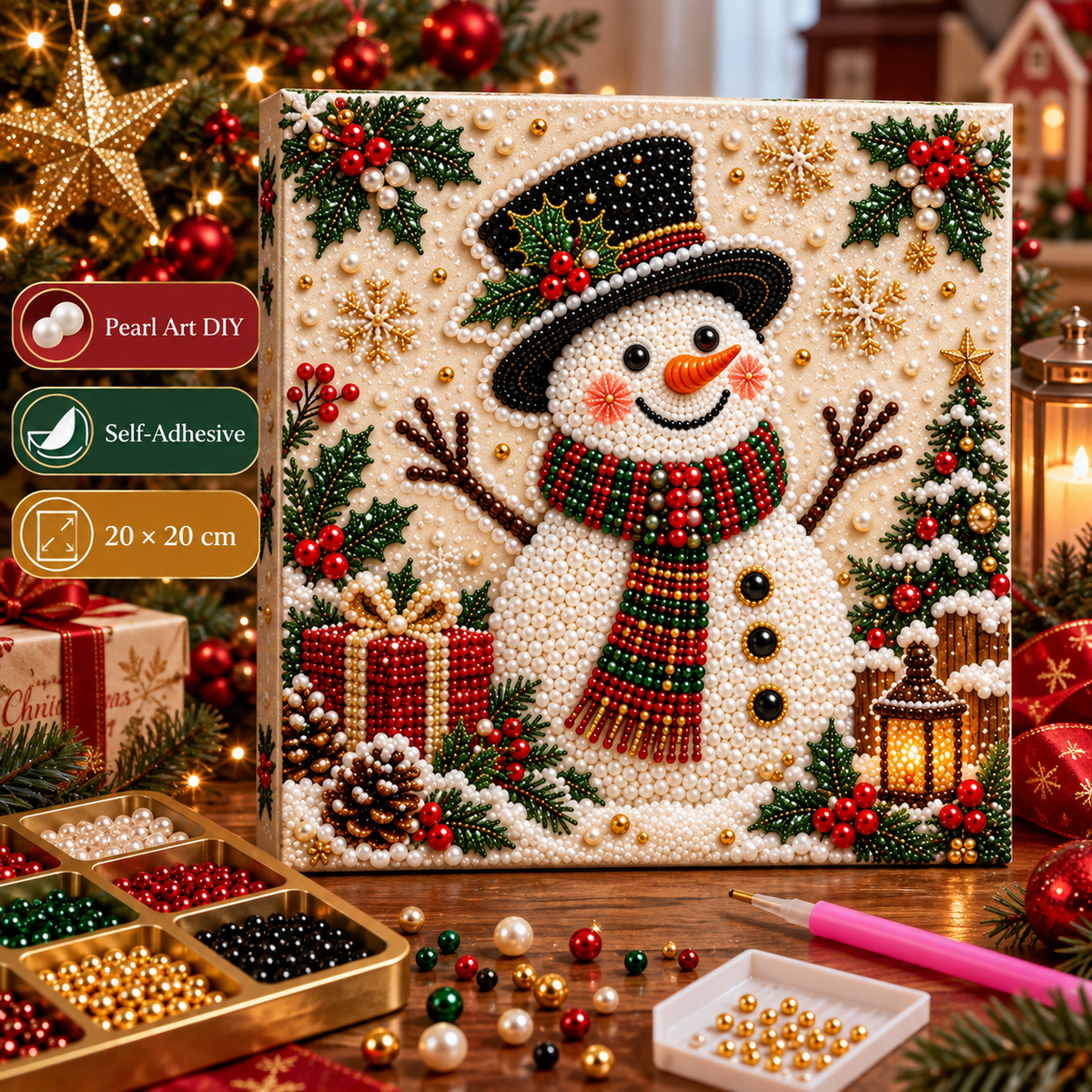 Snowman Sparkling Pearl Diamond Painting Kit