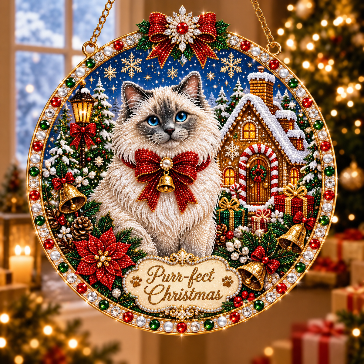 🔥Limited time 70% OFF - ✨Cat Christmas Pearl Diamond Art Hanging Ornament Kit