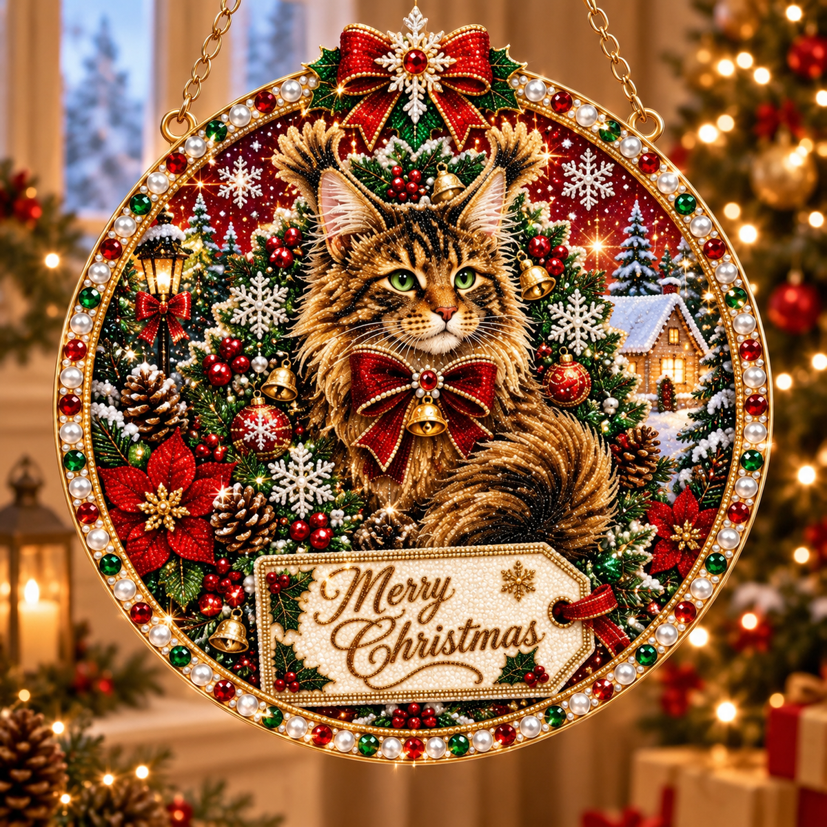 🔥Limited time 70% OFF - ✨Cat Christmas Pearl Diamond Art Hanging Ornament Kit