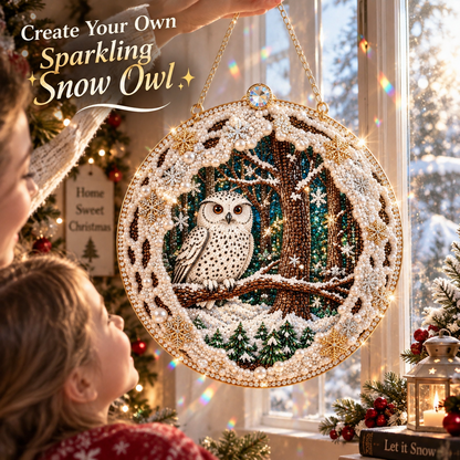 🔥Limited time 70% OFF🔥 Snow Owl Suncatcher Diamond Art Hanging Ornament Kit