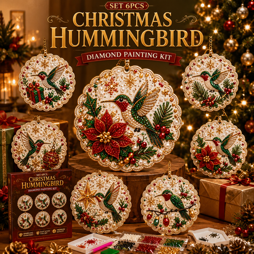 🔥Limited time 70% OFF - 🎅✨SET 6PCS Christmas Hummingbird Art Diamond Painting Kit