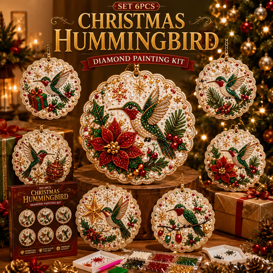 🔥Limited time 70% OFF - 🎅✨SET 6PCS Christmas Hummingbird Art Diamond Painting Kit