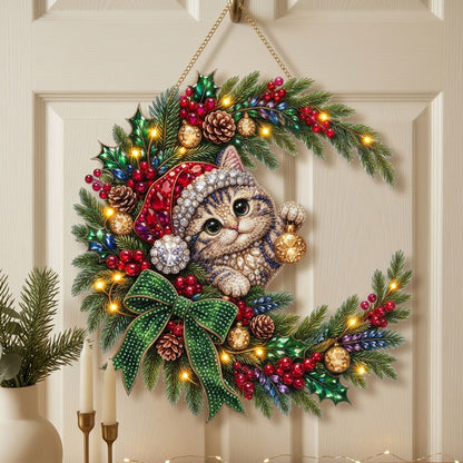Cute Christmas Cat Diamond Art Hanging Ornament Kit