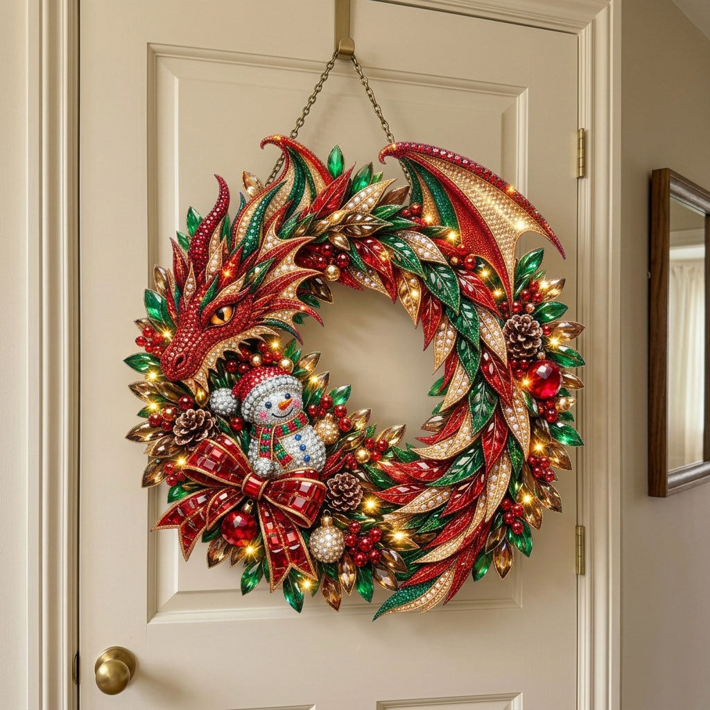 Fantasy Christmas Dragon Wreath Diamond Art Hanging Ornament Kit