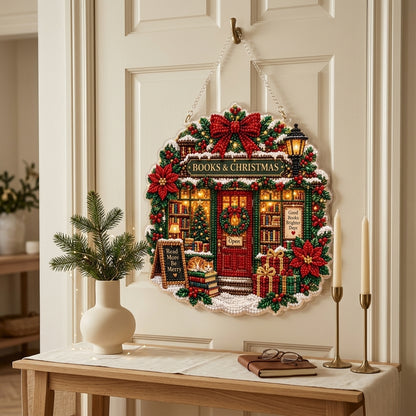 Bookstore Christmas Suncatcher Diamond Art Hanging Ornament Kit