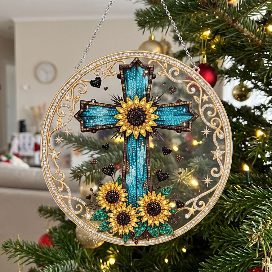 Sunflower Cross Diamond Art Hanging Ornament Kit