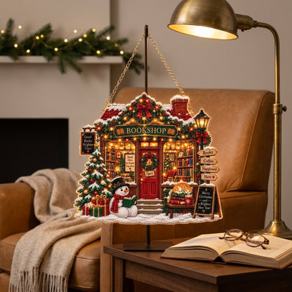 Bookstore Christmas Suncatcher Diamond Art Hanging Ornament Kit