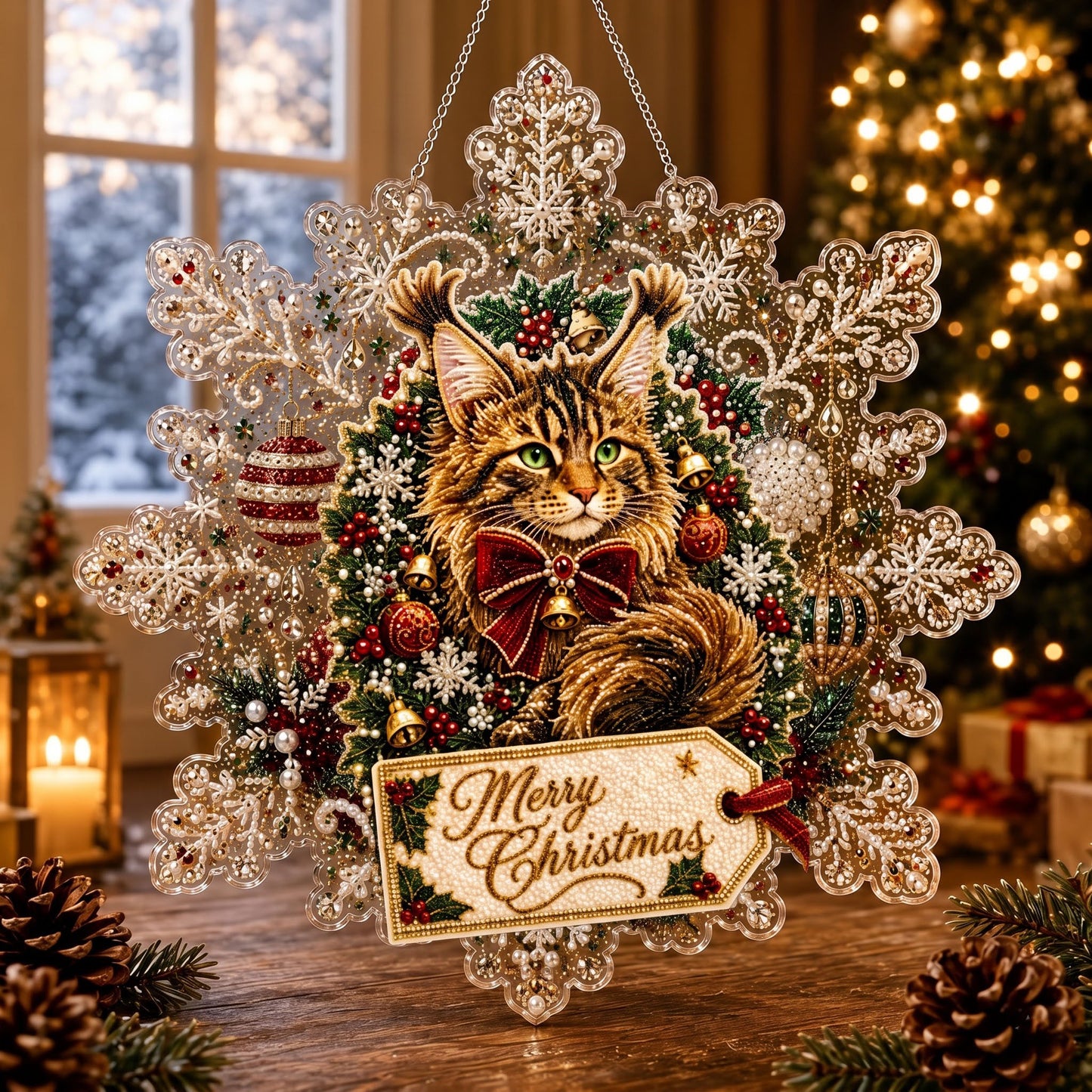🔥Limited time 70% OFF - ✨Cat Christmas Pearl Diamond Art Hanging Ornament Kit