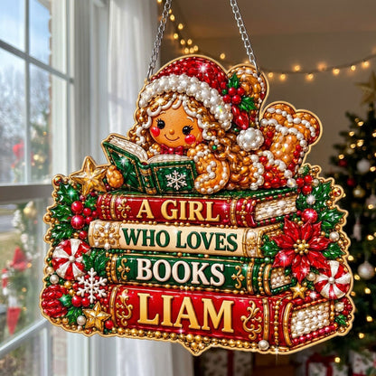 Personalized Gingerbread Bookworm Diamond Art Hanging Ornament Kit