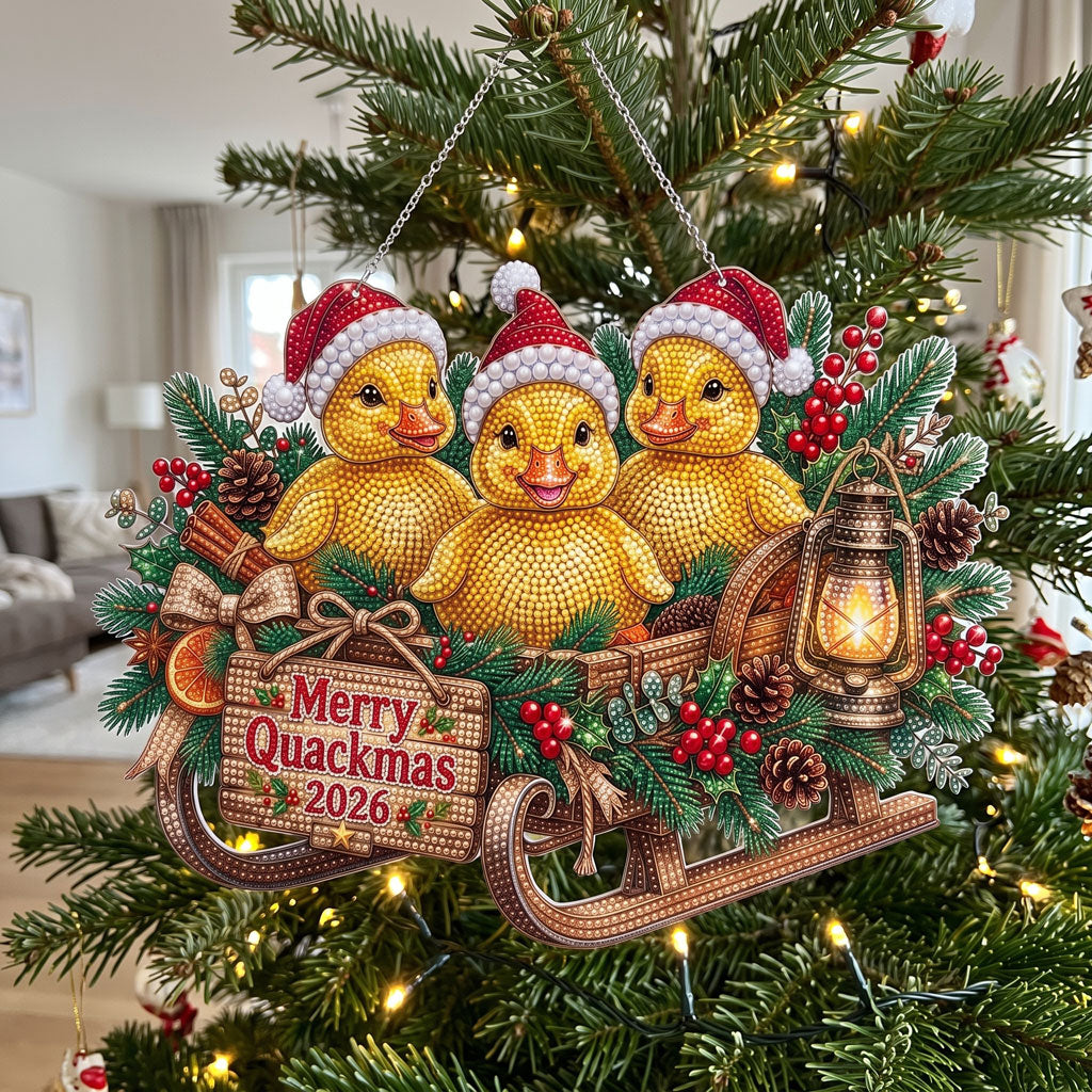 Merry Quackmas Ducks Diamond Art Ornament Kit – Sparkling DIY Christmas Window Decor