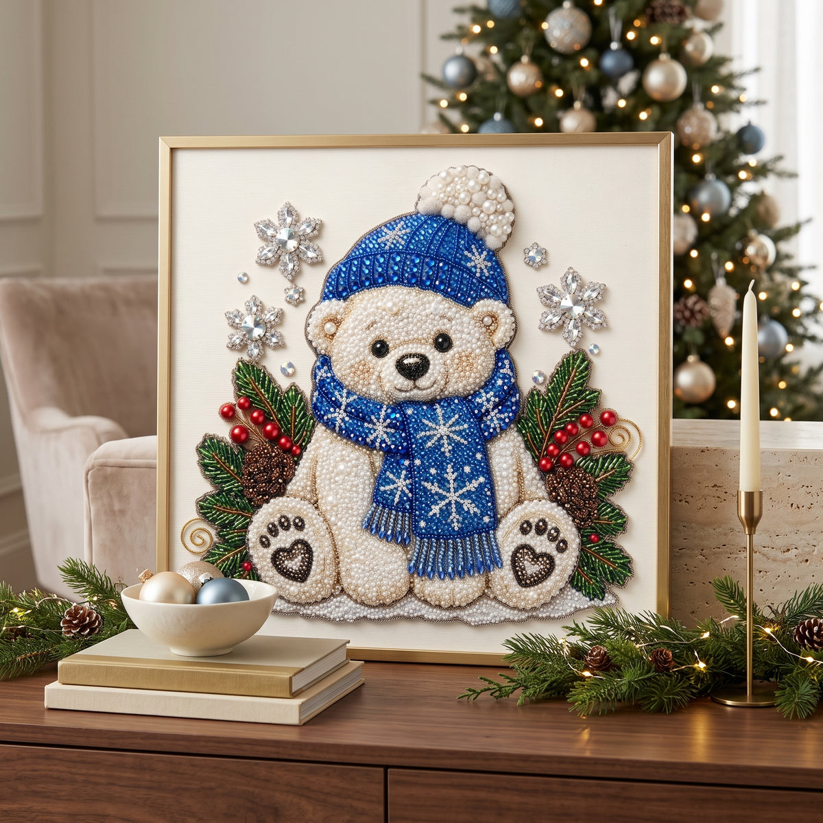 Christmas Polar Bear Pearl Diamond Painting Kit