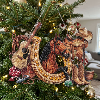 Western Horse & Guitar Diamond Art Ornament Kit – Sparkling DIY Country Hanging Decor