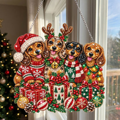Merry Dachshund Christmas Diamond Art Hanging Ornament Kit