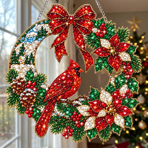 Red Cardinal Christmas Diamond Art Hanging Ornament Kit
