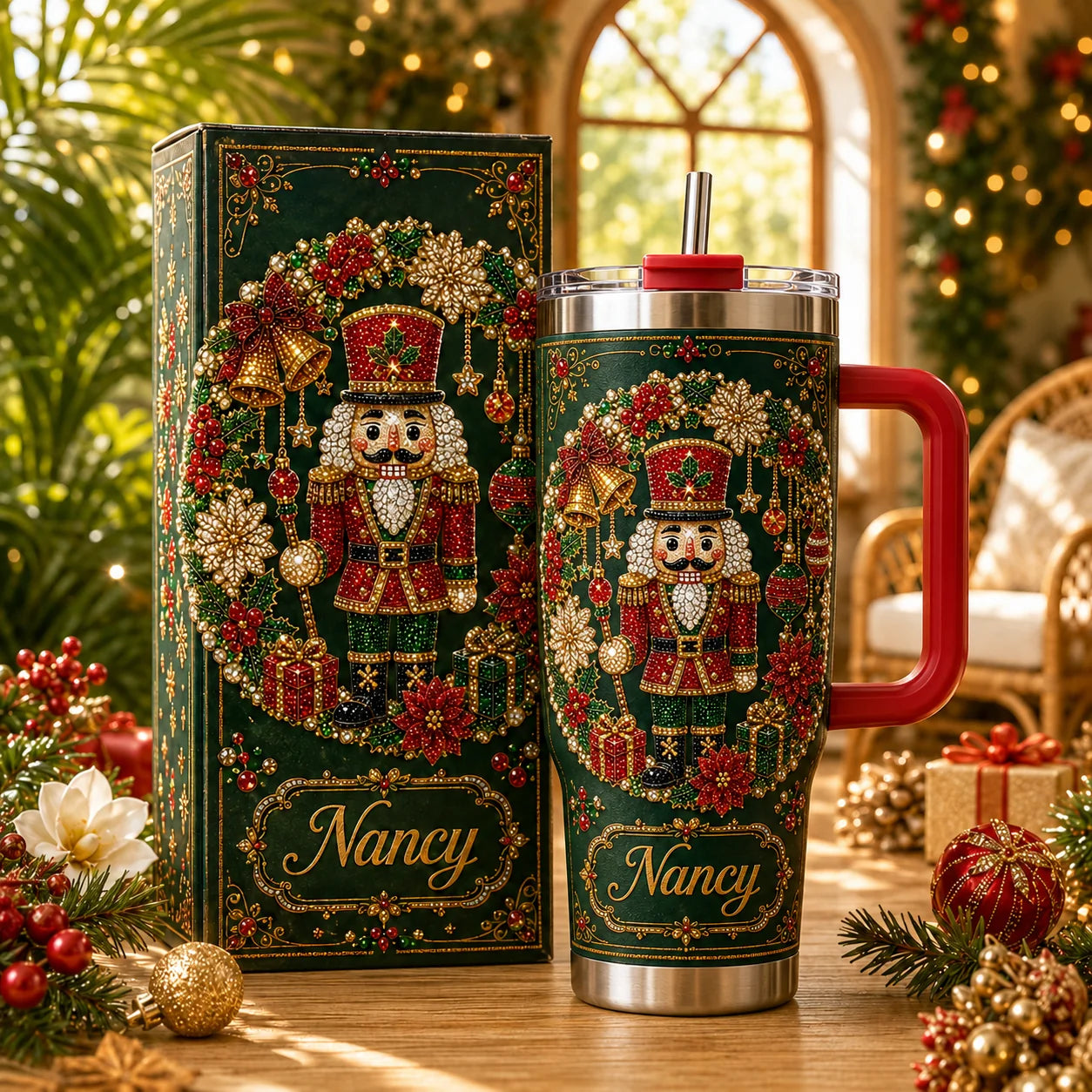 ✨🎄 Personalized Christmas Nutcracker Travel Tumbler – Festive Gift Edition