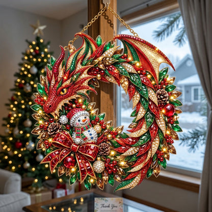 Fantasy Christmas Dragon Wreath Diamond Art Hanging Ornament Kit