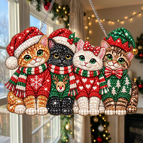 Cats in Sweaters Diamond Art Hanging Ornament Kit