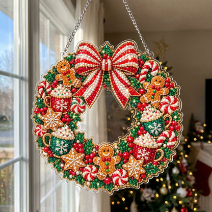 Gingerbread Christmas Wreath Diamond Art Hanging Ornament Kit