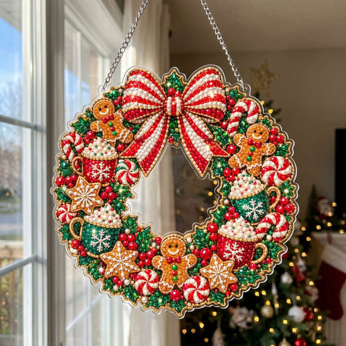 Gingerbread Christmas Wreath Diamond Art Hanging Ornament Kit