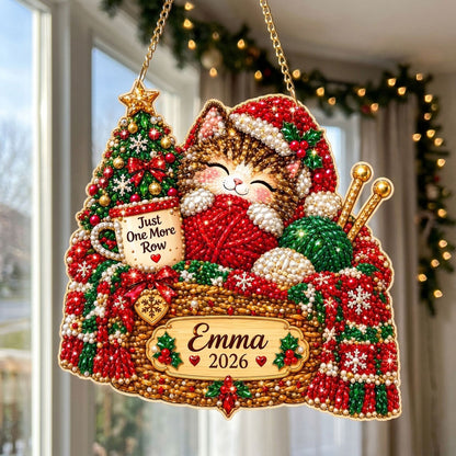 Personalized Crochet Cat Christmas Diamond Art Hanging Ornament Kit