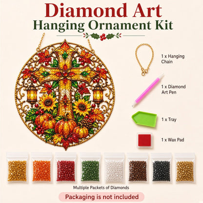 Fall Blessings Cross Diamond Art Hanging Ornament Kit