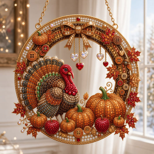 Thanksgiving Turkey Wreath Diamond Art Hanging Ornament Kit