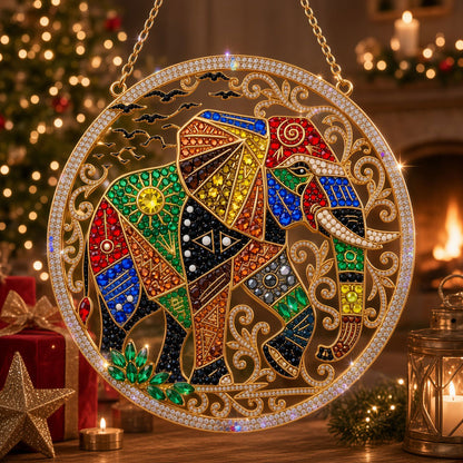 Colorful Boho Elephant Diamond Art Hanging Ornament Kit