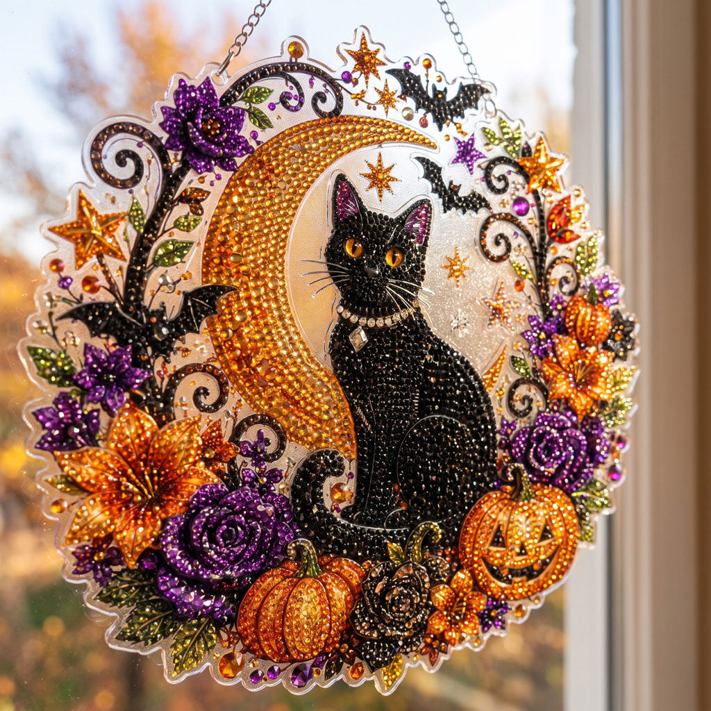 🔥Limited time 70% OFF - 🎃✨Halloween Diamond Art Hanging Ornament Kit - Sparkling DIY Window Ornament