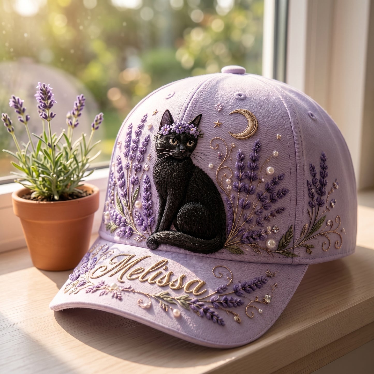 Personalized Black Cat Lavender XR2707002CL Cap